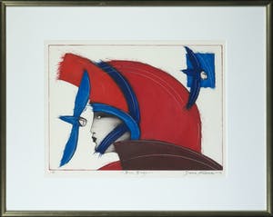 Dana Andreev - Kleurenets, Blue birds - Ingelijst kopen? Bied vanaf 50!