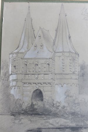 Jan Gerard Smits - Stadsgezicht.Stadspoort van Kampen. kopen? Bied vanaf 25!