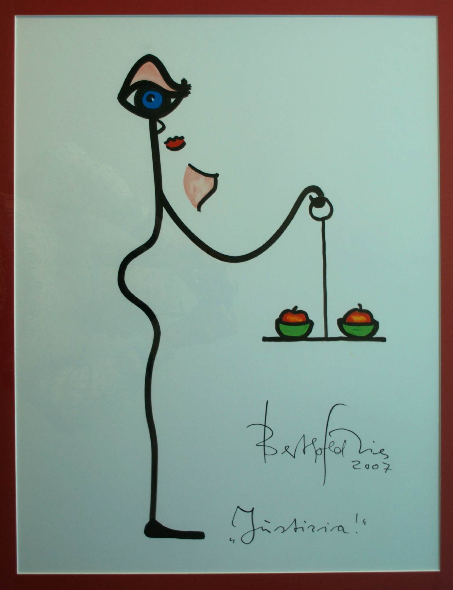 Berthold Spies - Gemengde techniek , Justitia – Lijst, 74½ x 59½ cm - 2007 verkocht voor € 100!