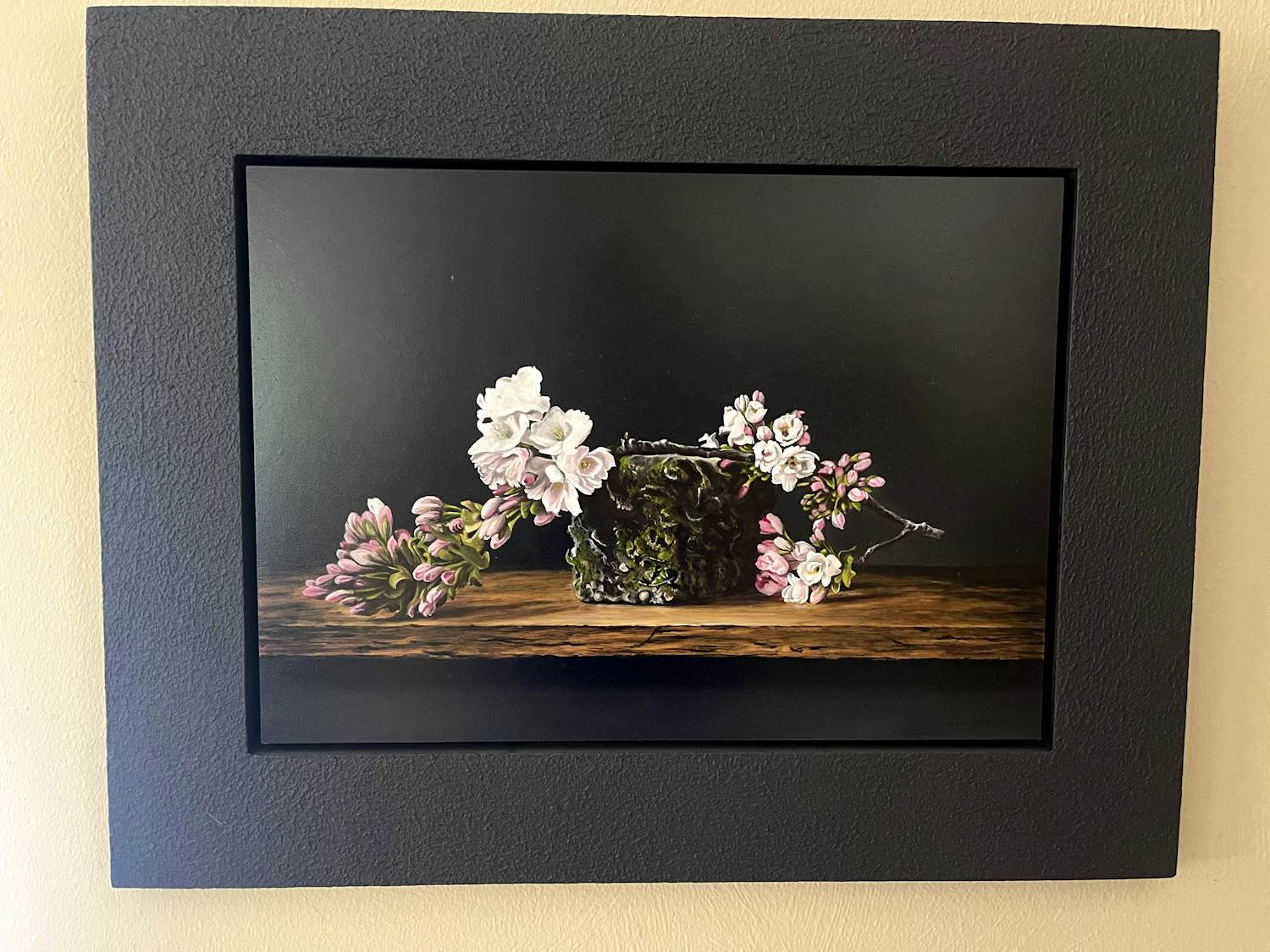 Jan Teunissen - Prunusbloesem op een bemoste steen verkocht voor € 400!
