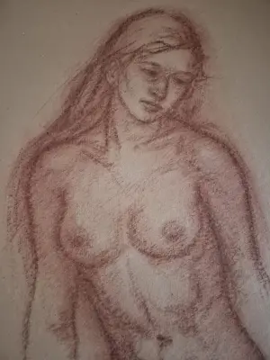 Bob Denneboom - Bob Denneboom - Expressief vrouwelijk naakt - houtskool op board - 100cm kopen? Bied vanaf 85!