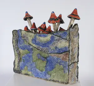 Miny Kruip-Pothof - Keramiek, Landschap met paddenstoelen kopen? Bied vanaf 50!