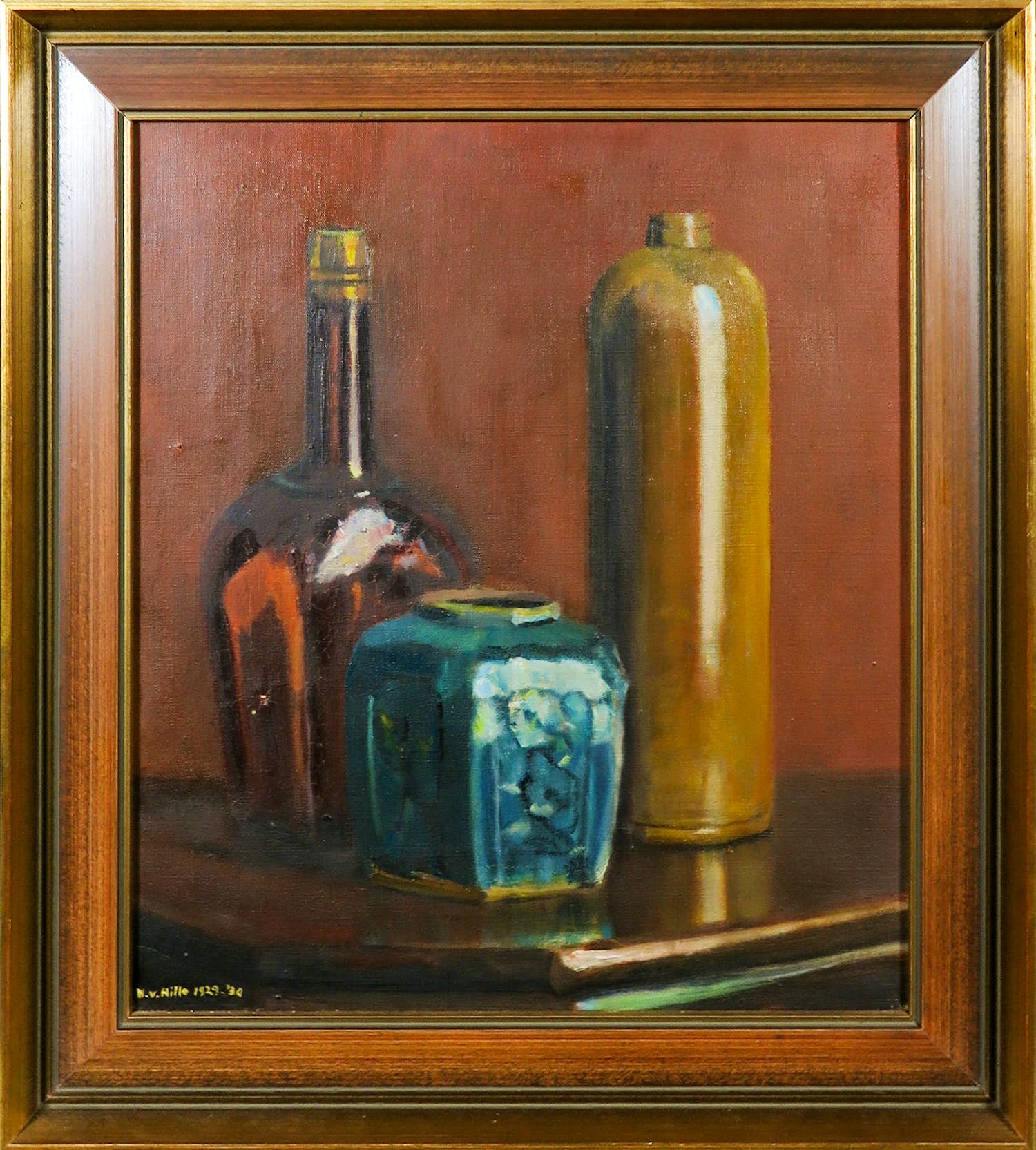 Hubert van Hille - Olieverf op doek, Stilleven - Ingelijst verkocht voor € 1!