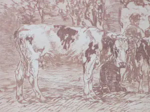 Willem de Zwart - Koemarkt - Ets in rood kopen? Bied vanaf 65!