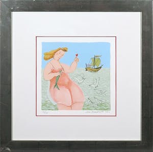 Ada Breedveld - Zeefdruk, Z.T. Vrouw met vissen - Ingelijst kopen? Bied vanaf 35!