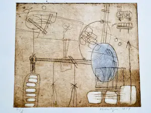 Jan Montyn - Bijzonder! 1959 - Unica (1/1) reliëf Ets/aquatint "Labyrinth" - GROOT! kopen? Bied vanaf 70!