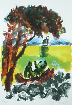 Jan Sierhuis - Litho, Zonder titel - Ingelijst kopen? Bied vanaf 35!