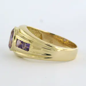 18k geel gouden ring met amethist - ringmaat 18.75(59) kopen? Bied vanaf 245!