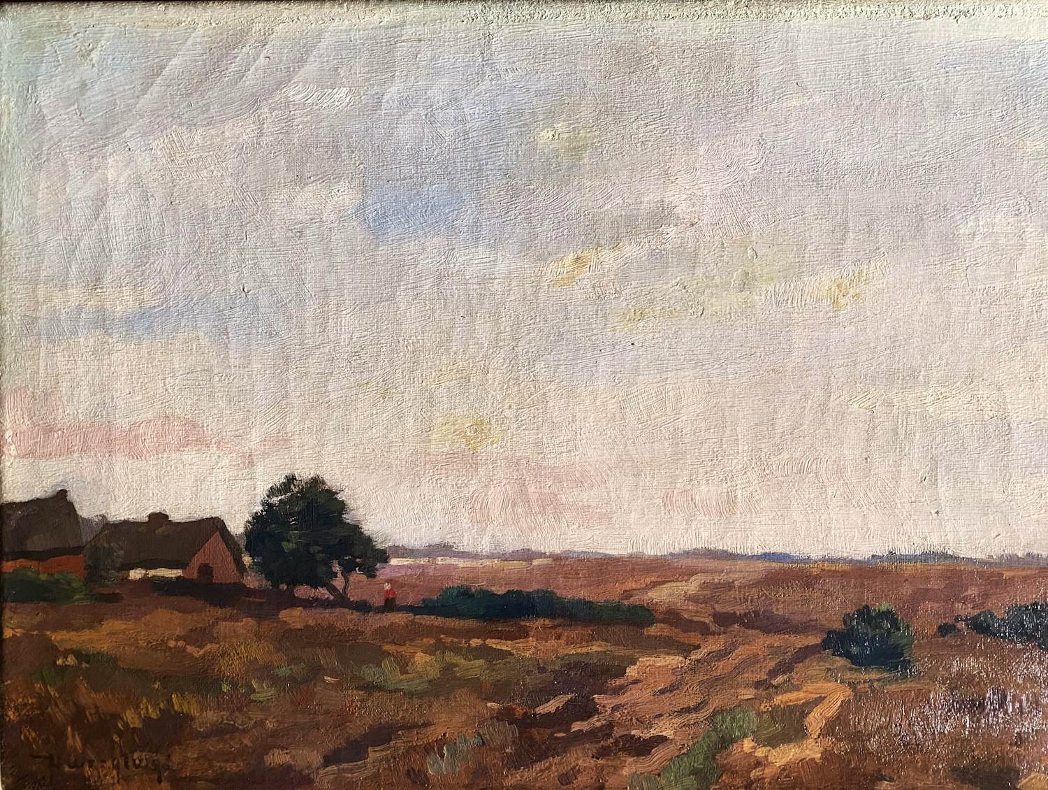Hendrik Weegewijs - Wijds landschap met wandelaar verkocht voor € 90!