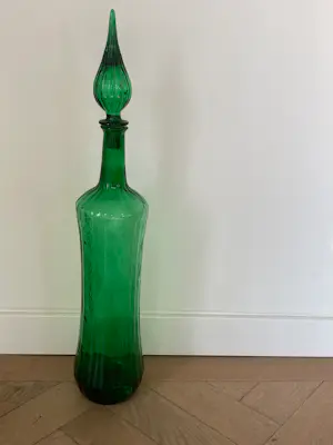 Empoli Glas - Groene Empoli glazen karaf, iconisch model Genie, 1970 kopen? Bied vanaf 75!