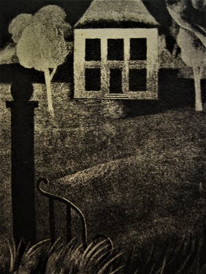 Niet of onleesbaar gesigneerd - gesigneerde omstreeks 1930 Ets "Nachtlandschap met landhuis" kopen? Bied vanaf 10!