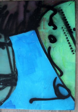 Herman Brood - acryl op zeildoek: Kop - 1999 (Groot!) + foto's Brood met werk kopen? Bied vanaf 3750!