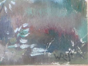 Niet of onleesbaar gesigneerd - Duinlandschap met boerderij - Monogram WR kopen? Bied vanaf 1!