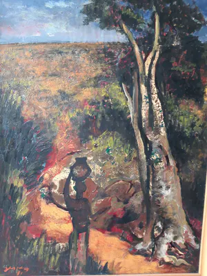 Floris Jespers - olie op board, Congolees landschap, gesigneerd kopen? Bied vanaf 1300!