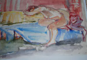 Rob Aussen - collectie van 9 grote aquarellen naakte vrouwen kopen? Bied vanaf 250!