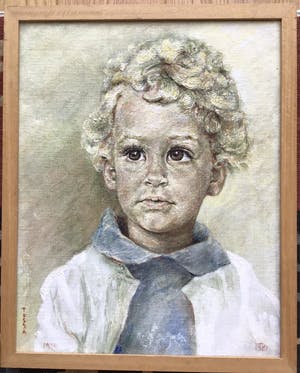 Niet of onleesbaar gesigneerd - Schilderij van meisje gesigneerd NB, olieverf op linnen kopen? Bied vanaf 1!