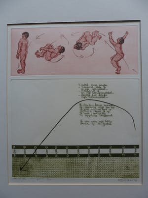 Helen van der Deen - Ets/Aquatint, Titel, " trampoline ". kopen? Bied vanaf 35!