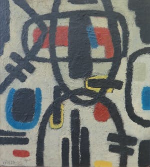 Willem Hussem - toegeschreven aan, olieverf op board, ingelijst, Abstracte compositie kopen? Bied vanaf 1250!