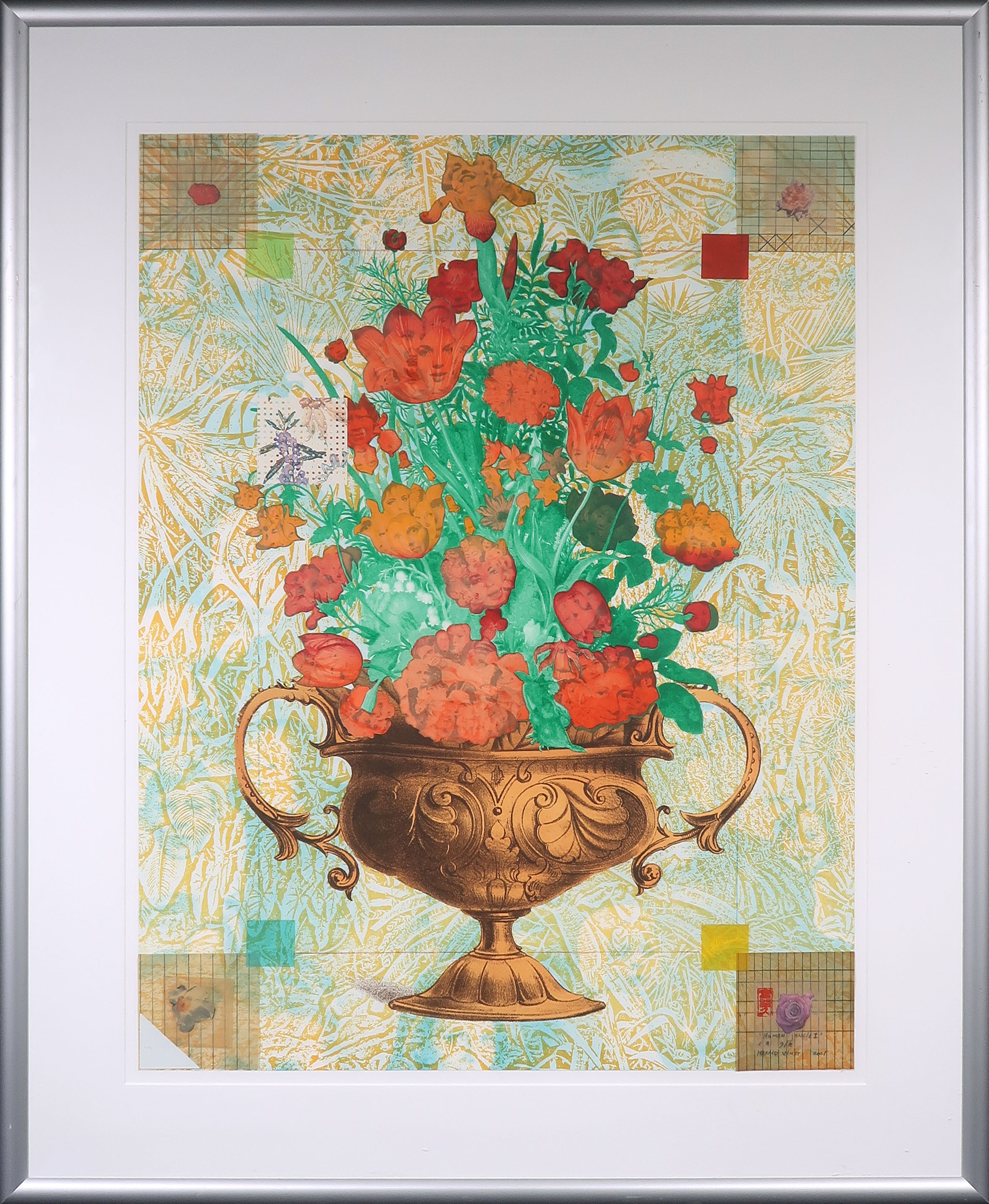 Harald Vlugt - Zeefdruk en collage, Human Jungle I - Ingelijst (Groot) verkocht voor € 40!