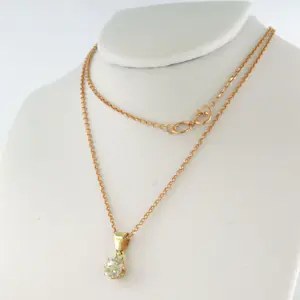 14k gouden collier en solitair hanger met Bolsjewiek geslepen diamant kopen? Bied vanaf 480!