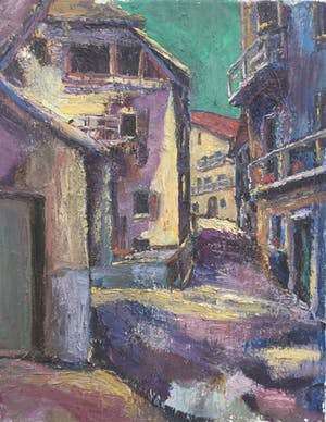 Jan Harmannus Lambeck - C4784-25, Doorkijkje door een straatje kopen? Bied vanaf 150!