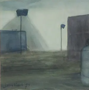 John Lioni - Aquarel op papier, De metro s' avonds - Ingelijst kopen? Bied vanaf 40!