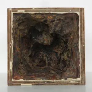 Ida De Roy - Paul Beckers, en anderen! 7 kunstwerken in houten kistjes in diverse technieken kopen? Bied vanaf 350!