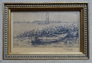 Herman Heuff - Landschap met boot kopen? Bied vanaf 30!