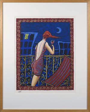 Jacques Tange - Zeefdruk, Blue Moon - Ingelijst kopen? Bied vanaf 90!