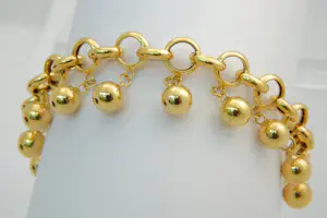 8 - Elegante 22 karaats geel-gouden Jasseron armband met 16 balletjes kopen? Bied vanaf 730!
