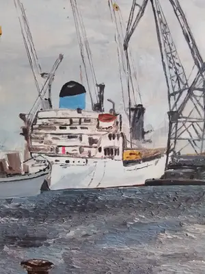 Niet of onleesbaar gesigneerd - Havenzicht met schepen aan de kade kopen? Bied vanaf 1!