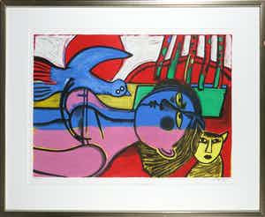 Corneille - Zeefdruk, Zonder titel - Ingelijst verkocht voor € 200!