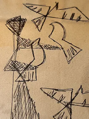 Siep van den Berg - Unieke originele inkttekening Figuur en vogels handgesigneerd kaufen? Bieten Sie von 149!