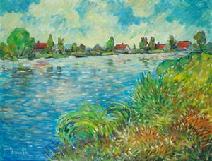 Jan Dekker - Olieverf op doek, Zomers Noord-Holland - Ingelijst kopen? Bied vanaf 60!