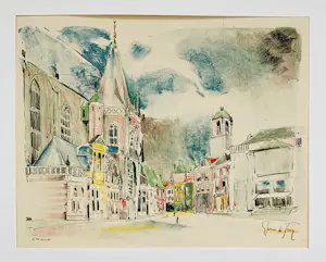 Germ de Jong - 4 Stadsgezichten - Amsterdam, Middelburg, Rotterdam, Zwolle kopen? Bied vanaf 20!