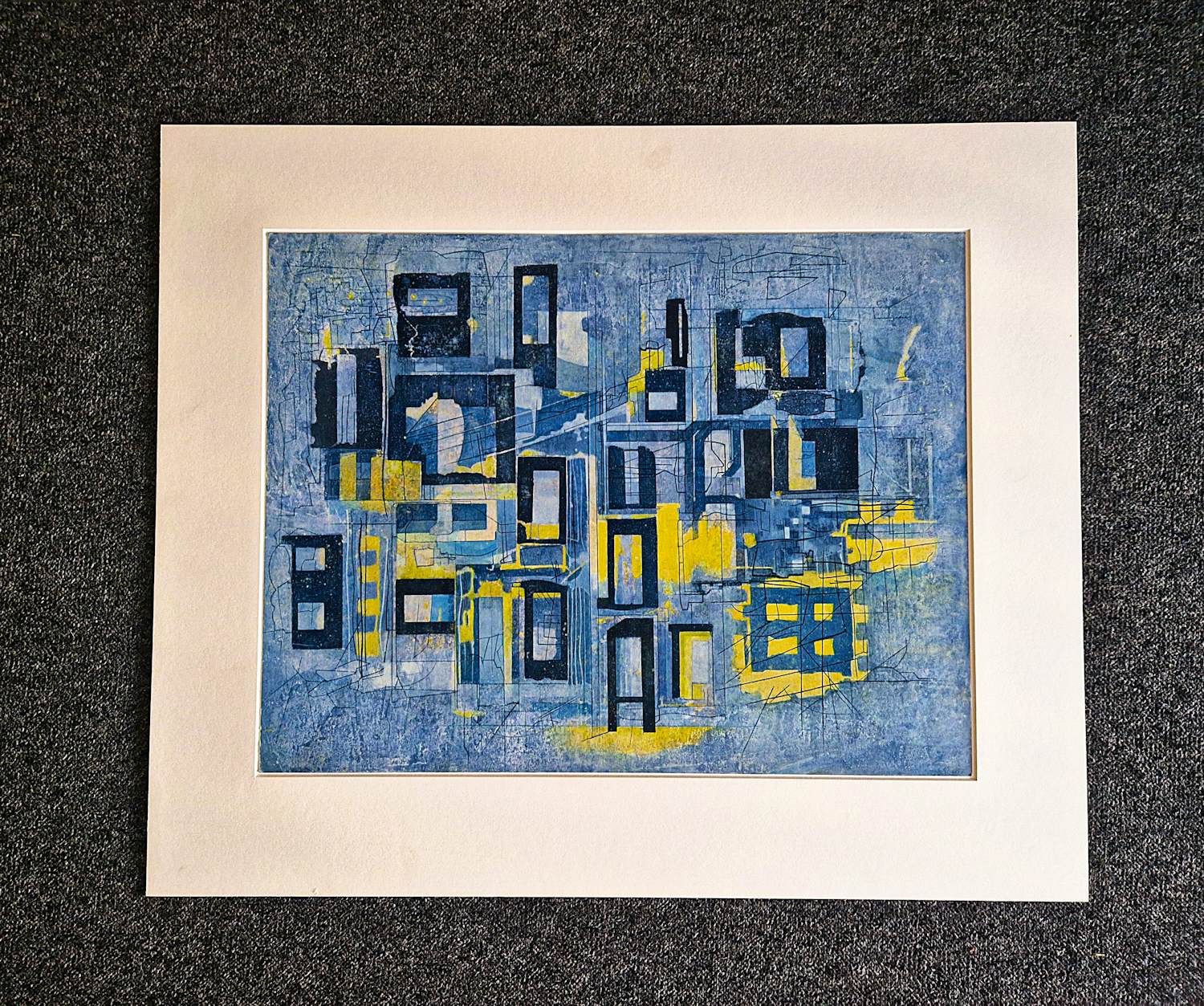 Siet Zuyderland - 2000 - Groot geometrisch abstract - gemengde techniek - gesigneerd verkocht voor € 83!