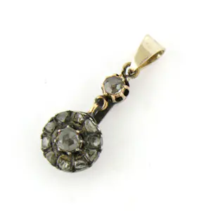 14k goud met Z1 zilver hanger bezet met roos geslepen diamenten 0.30 ct kopen? Bied vanaf 250!