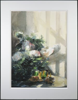 Boudewijn Korsmit - Aquarel, Z.T. Stilleven met bloemen kopen? Bied vanaf 1!