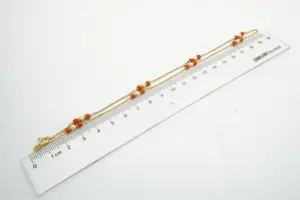 1865 - Sierlijk 18 Krt geel-gouden gourmette collier - met bloedkoraal kopen? Bied vanaf 250!