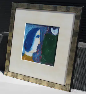 Eugène Brands - Ingelijste olieverf op papier: meisje met palet- 1957 (nette lijst!) kopen? Bied vanaf 1995!