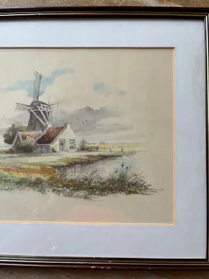Reint Withaar - Aquarel molen kopen? Bied vanaf 20!