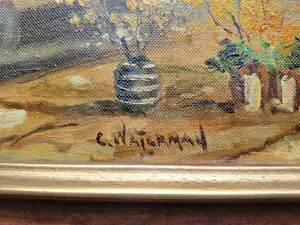 Cornelis Waterman - Amsterdam Bloemenmarkt – Olieverf op doek – Groot formaat 90 cm kopen? Bied vanaf 75!