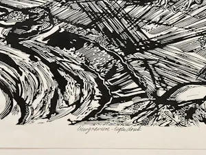 Wim Zwiers - Linosnede 'Haven van Ploumanach-Bretagne' uit 1961. Gesigneerd. kopen? Bied vanaf 25!