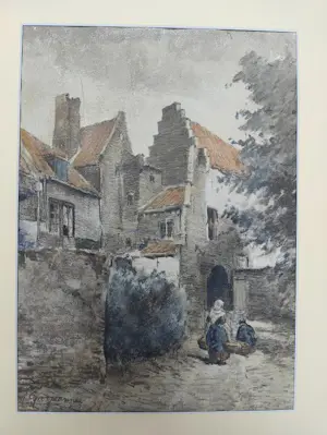 Johannes Josephus Garjeanne - Dorpsgezicht met vrouw en kind kopen? Bied vanaf 1!