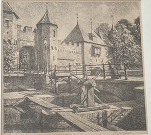 Dirk Harting - 1x Westsingel Amersfoort + 1x Koppelpoort Amersfoort (onleesbaar gesigneerd) kopen? Bied vanaf 1!