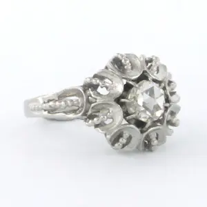 18k witgouden ring met roos geslepen diamant tot. 0.40ct – F/G - VS/SI kopen? Bied vanaf 625!