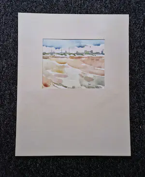 Tilly Krone - Omstreeks 1970 impressionistisch geschilderde Aquarel "Hoogovens" gesigneerd kopen? Bied vanaf 46!