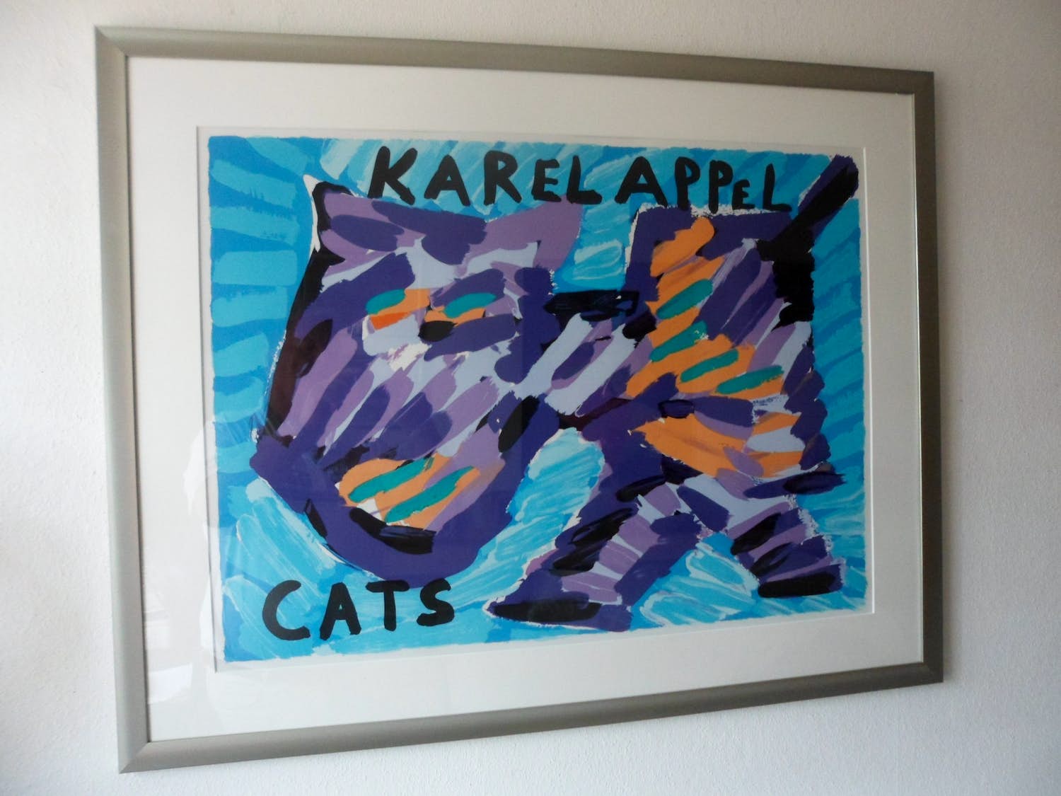Karel Appel - Kleurenlitho HAPPY CAT, is mooi ingelijst kopen? Bied vanaf 140!