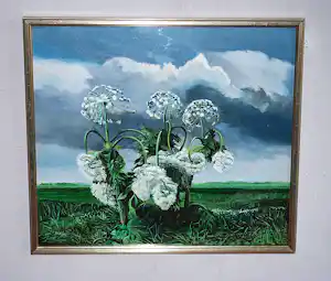Buy Dik (D.A.) Kats - Vegetatie - (engelwortel) - olieverf - mooi ingelijst? Bid from 100!