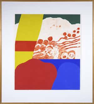 Jef Diederen - Gouache, Rode straat (I) - Ingelijst (Groot) verkocht voor € 150!